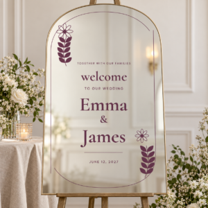 Botanical Wedding Mirror Sign SVG Template — Lifestyle mockup - digital file only